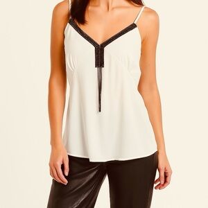 🆕 Zara Camisole Tank Sleeveless Spaghetti Strap Event Embellished Chain V-neck M